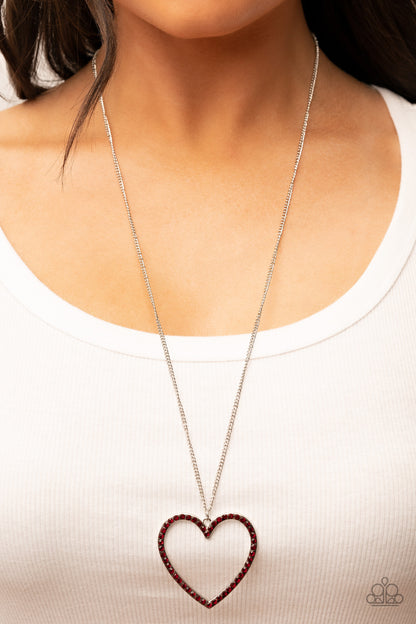 Paparazzi Accessories-Va-Va-VALENTINE Red Fiery Rhinestone Necklace Set