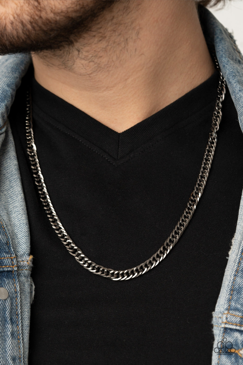 Paparazzi Accessories-Valiant Victor Black Diamond Cut Men's Necklace