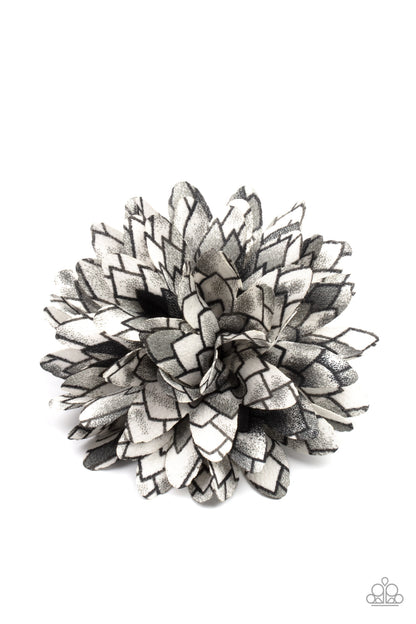 Paparazzi Accessories-Vanguard Gardens Black/Gray Petals Hair Clip