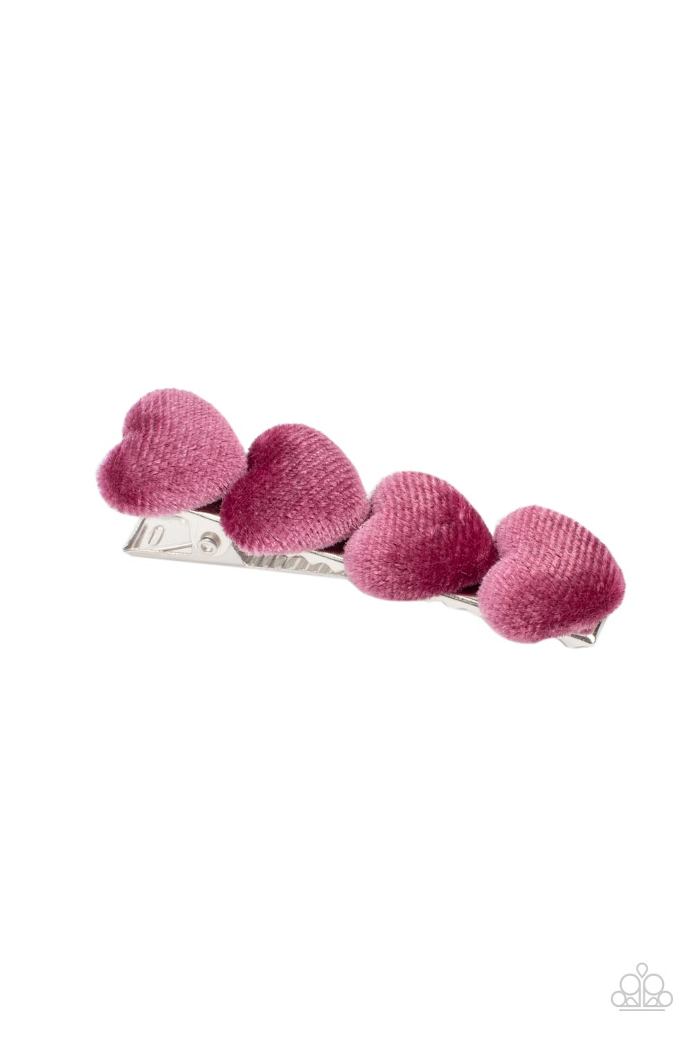 Paparazzi Accessories-Velvet Valentine Pink Heart Shaped Hair Clip