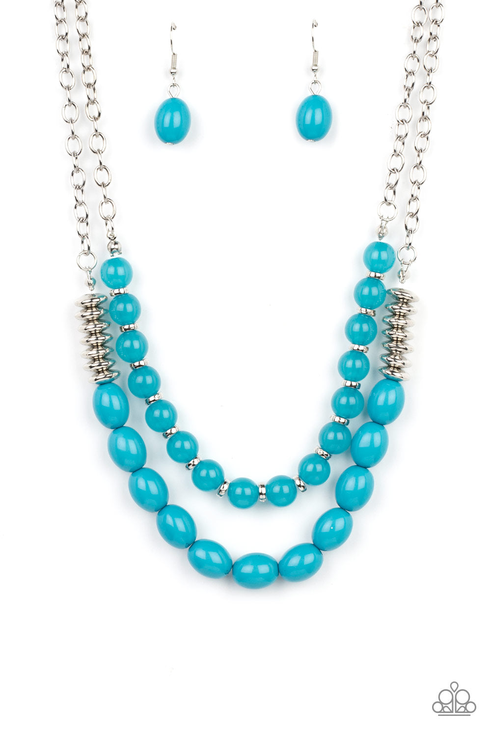 Paparazzi Accessories-Venetian Voyage Blue Glassy Bead Necklace Set