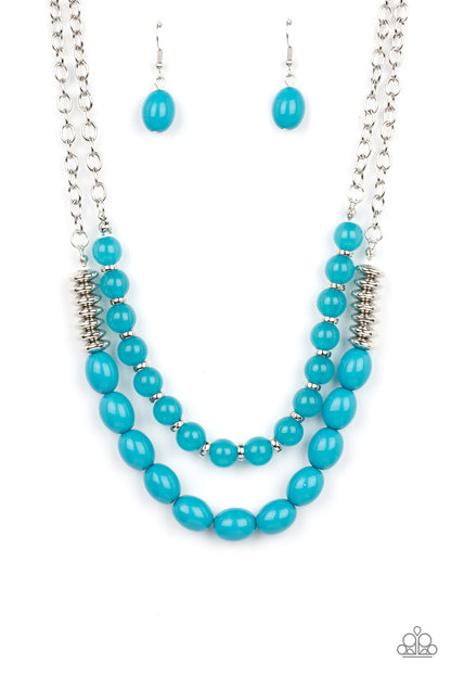 Paparazzi Accessories-Venetian Voyage Blue Glassy Bead Necklace Set