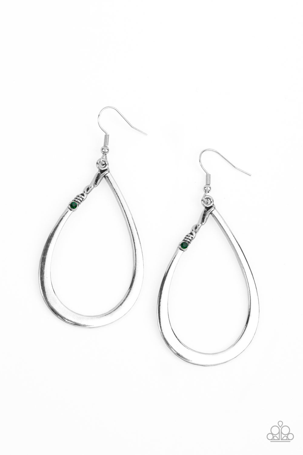 Paparazzi Accessories-Very Enlightening Green Rhinestone Earrings