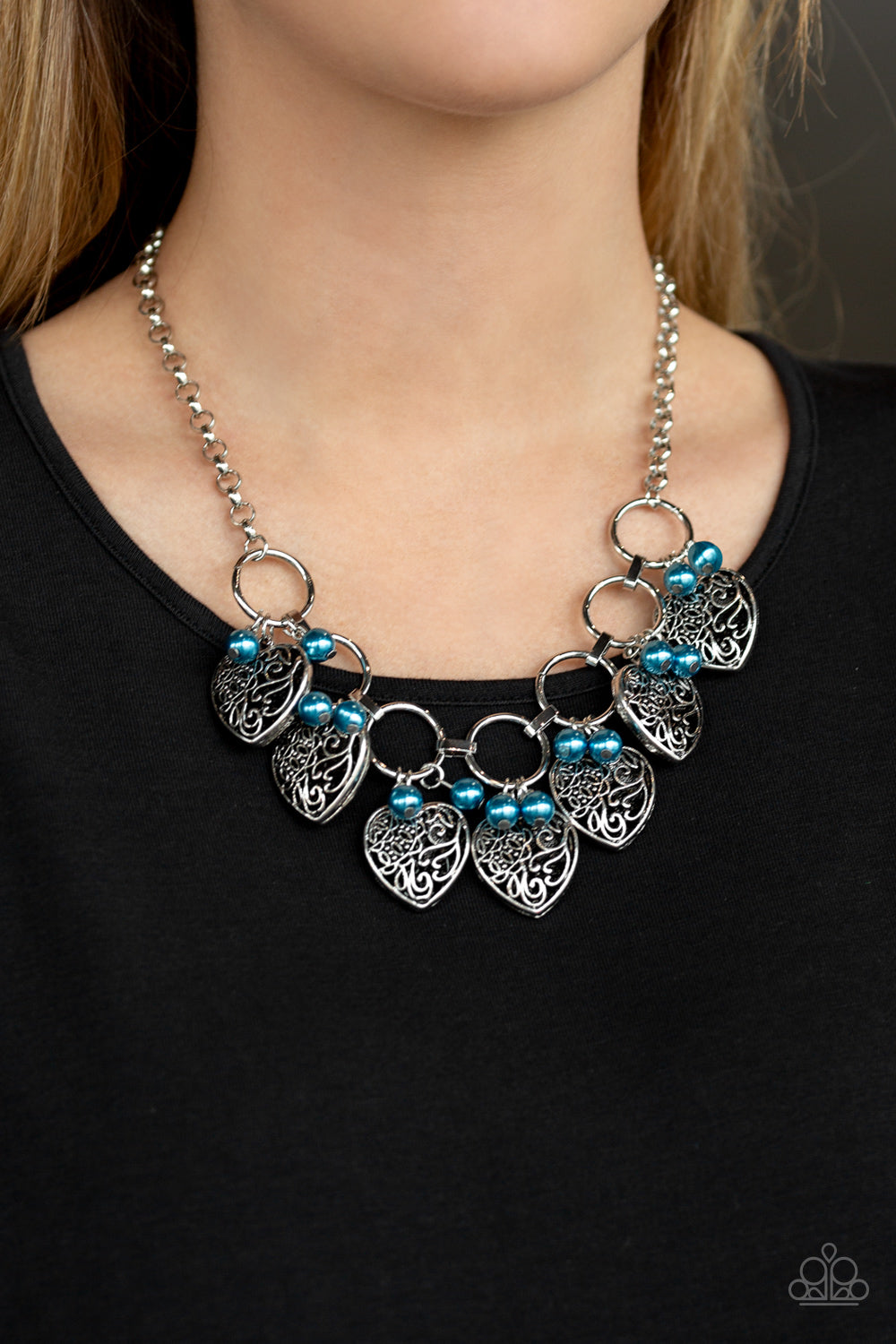 Paparazzi Accessories-Very Valentine Blue Necklace Set