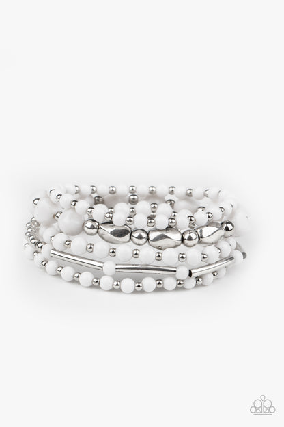 Paparazzi Accessories-Vibrantly Vintage White Bracelet