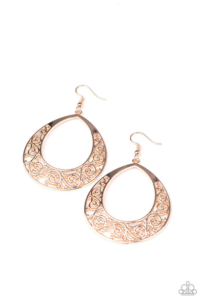 Paparazzi Accessories-Vineyard Venture Rose Gold Earrings