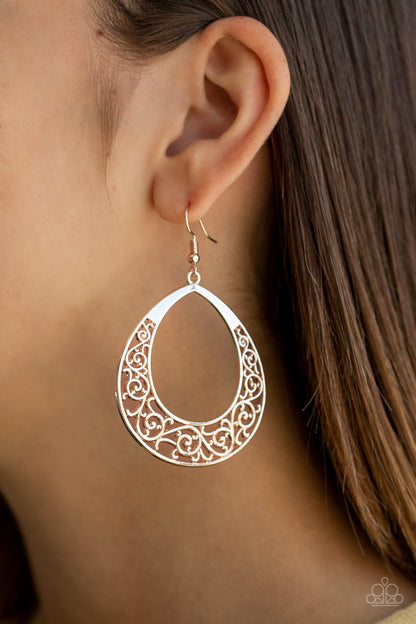 Paparazzi Accessories-Vineyard Venture Rose Gold Earrings