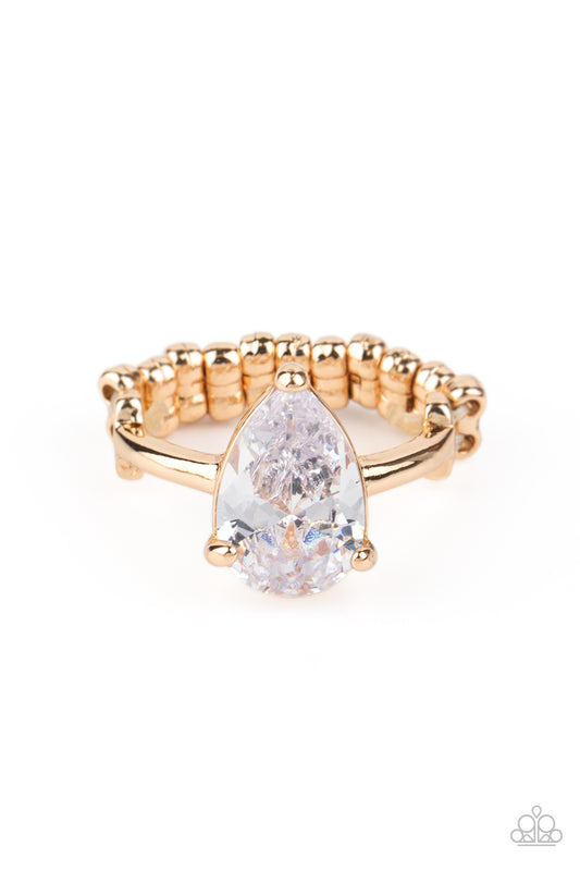 Paparazzi Accessories-Vintage Engagement Gold Iridescence Ring
