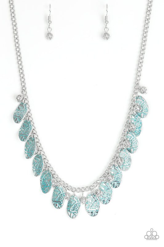 Paparazzi Accessories-Vintage Gardens Blue Necklace Set