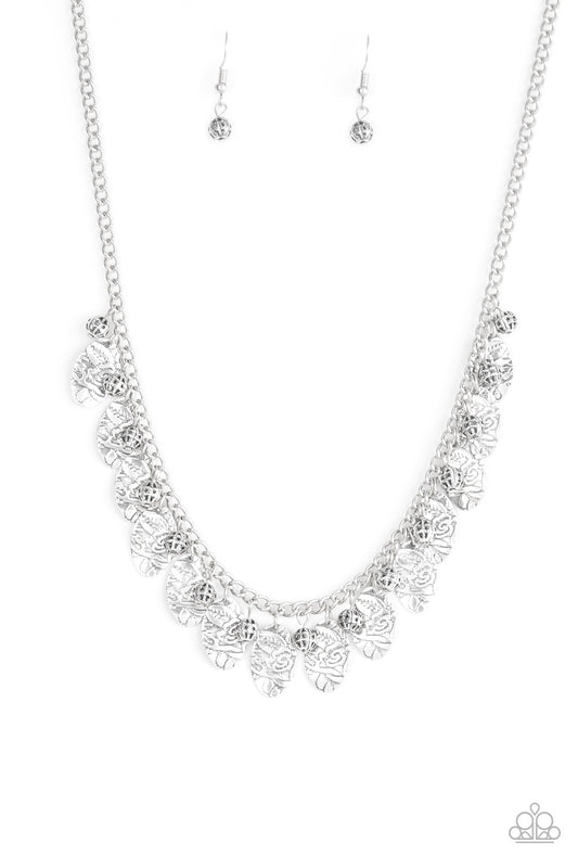 Paparazzi Accessories-Vintage Gardens Silver Necklace Set