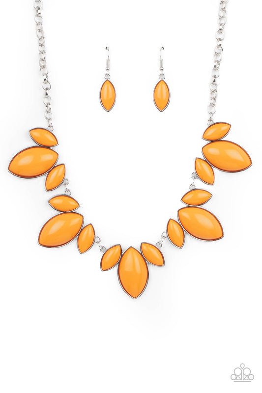 Paparazzi Accessories-Viva La Vacation Orange Marquise Necklace Set