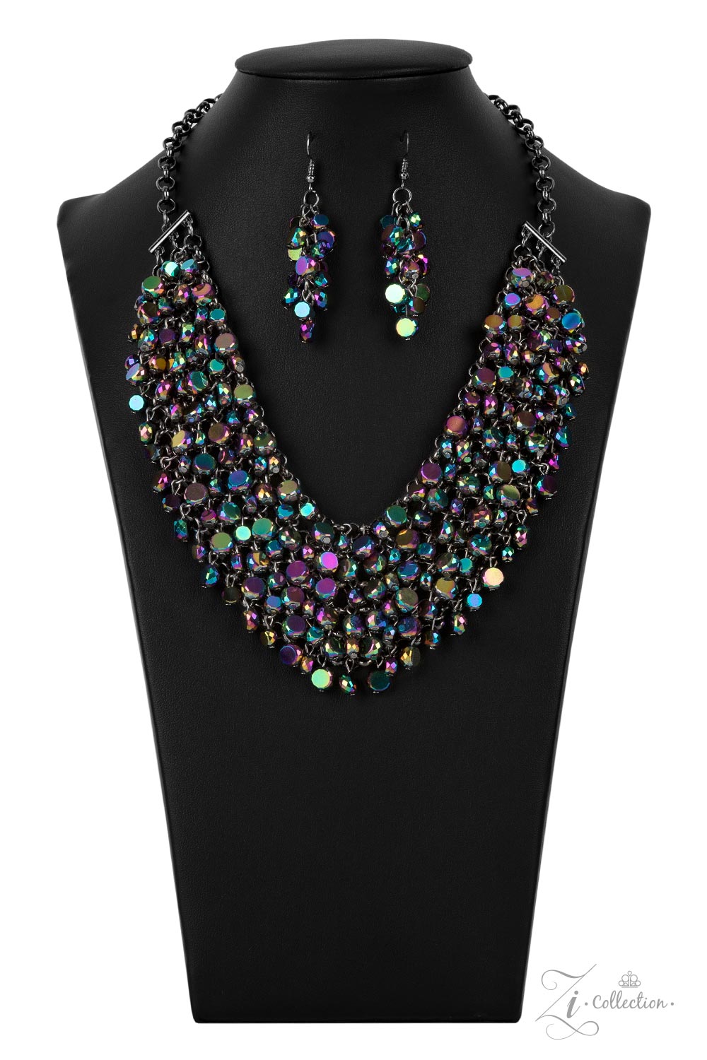 Paparazzi Accessories-Vivacious Cascade Oil Spill 2021 Zi Series Necklace Set
