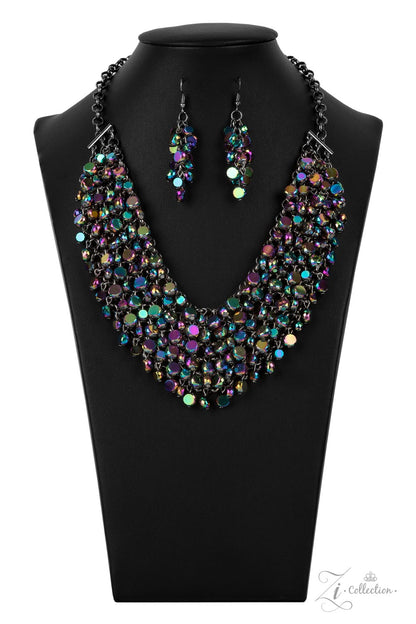 Paparazzi Accessories-Vivacious Cascade Oil Spill 2021 Zi Series Necklace Set