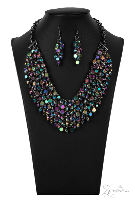 Paparazzi Accessories-Vivacious Cascade Oil Spill 2021 Zi Series Necklace Set