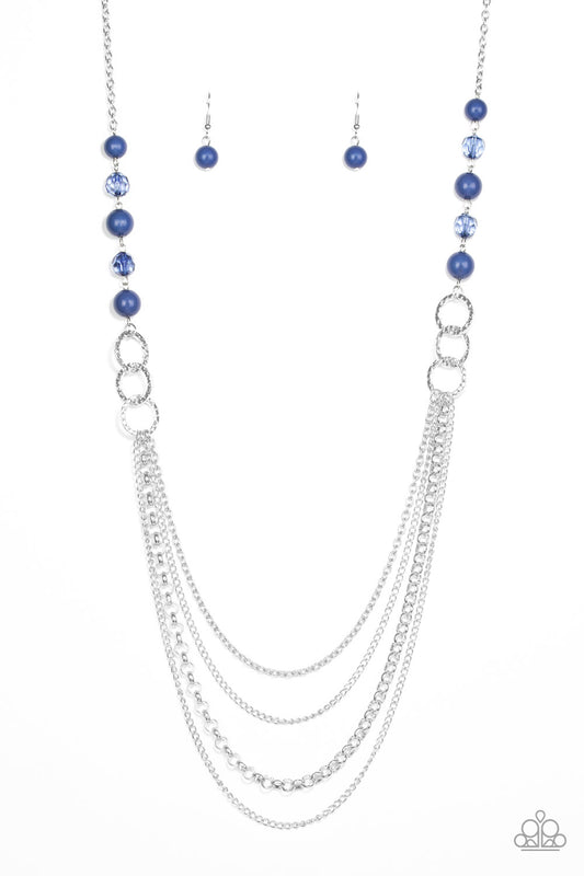 Paparazzi Accessories-Vividly Vivid Blue Crystal Hoop Necklace Set
