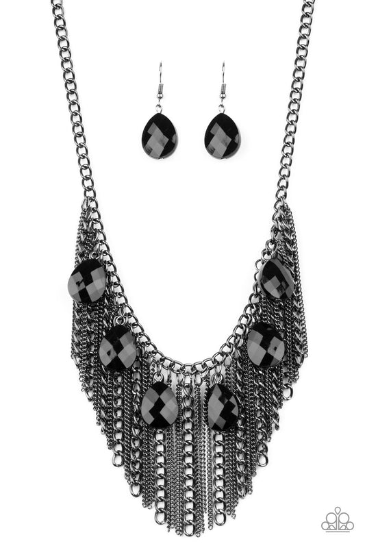 Paparazzi Accessories-Vixen Conviction Black Necklace Set