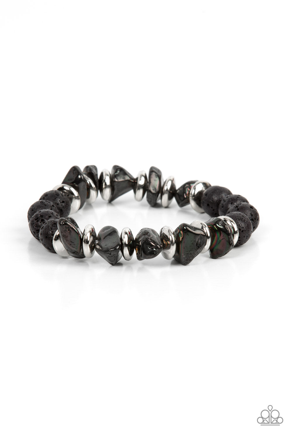 Paparazzi Accessories-Volcanic Vacay Black Oil Spill Lava Rock Bracelet