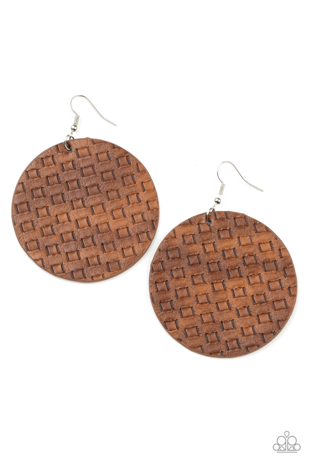 Paparazzi Accessories-WEAVE Me Out Of It Brown Woven Leather Earrings