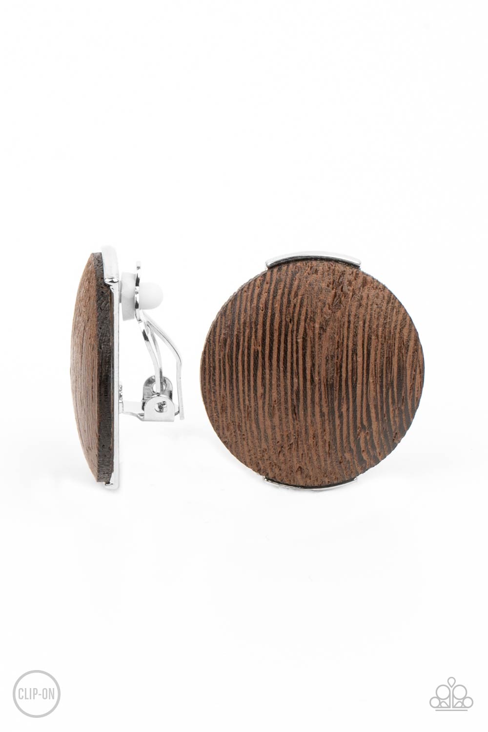 Paparazzi Accessories-WOODWORK It Brown Wooden Disc Earrings