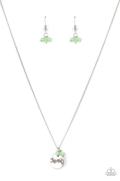 Paparazzi Accessories-Warm My Heart Green "Mother" Necklace Set