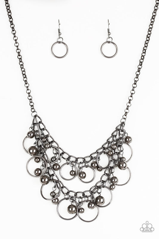 Paparazzi Accessories-Warning Bells Gunmetal Bead Necklace Set