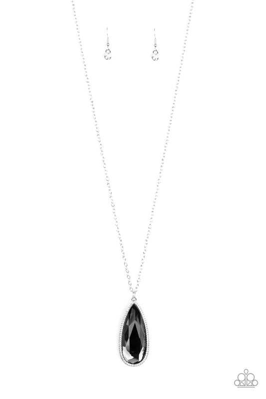 Paparazzi Accessories-Watch Out For REIGN Silver Smoky Teardrop Necklace Set