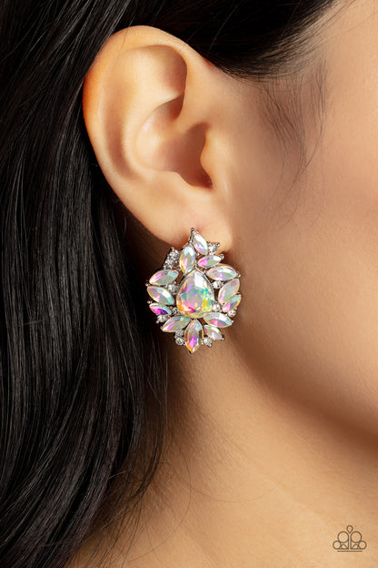 Paparazzi Accessories-We All Scream for Ice QUEEN Multi Iridescent Earrings