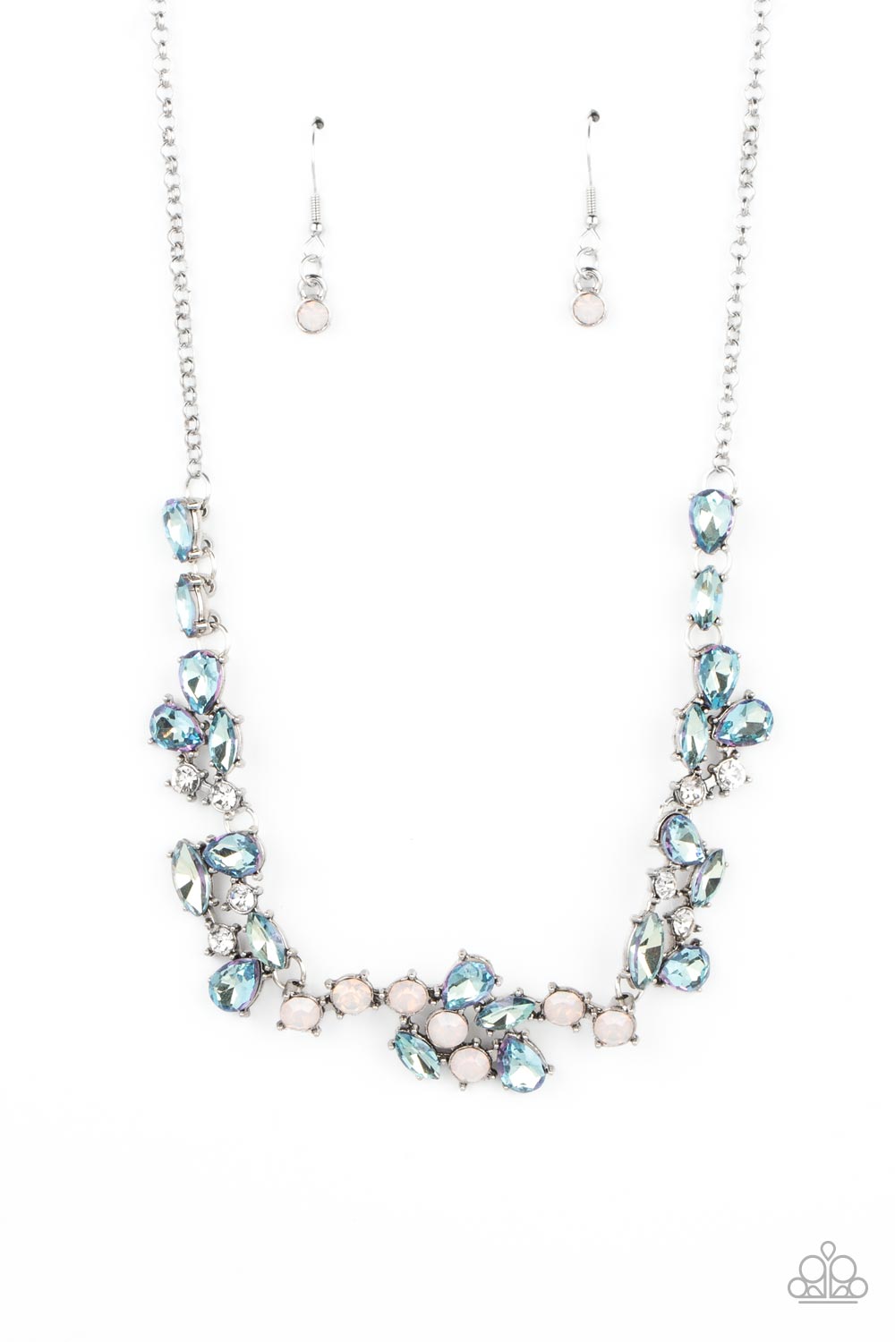 Paparazzi Accessories-Welcome To The Ice Age Blue Frosty Gem Necklace Set