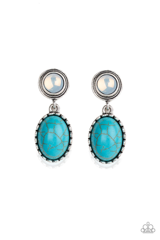 Paparazzi Accessories-Western Oasis Blue Earrings