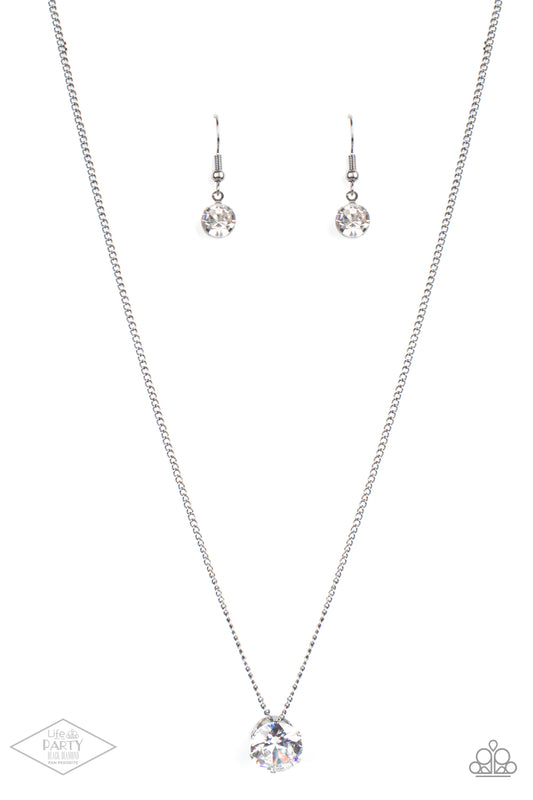 Paparazzi Accessories-What A Gem Gunmetal Sparkle Rhinestone Necklace Set