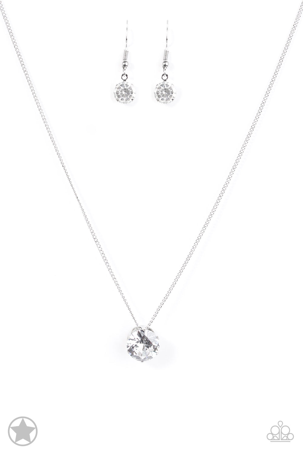 Paparazzi Accessories-What A Gem White Rhinestone Necklace Set