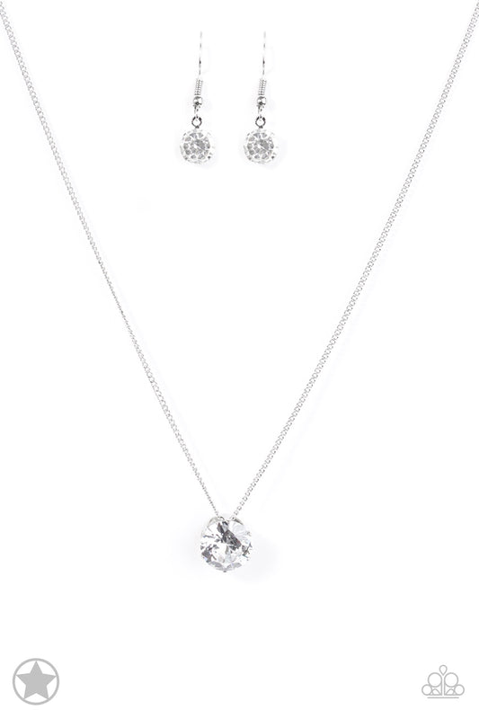 Paparazzi Accessories-What A Gem White Rhinestone Necklace Set