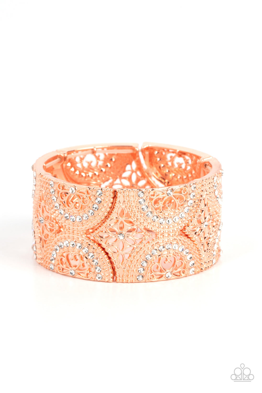 Paparazzi Accessories-Wheeling and Dealing Copper Floral Bracelet