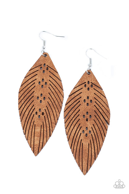 Paparazzi Accessories-Wherever The Wind Takes Me Brown Earrings