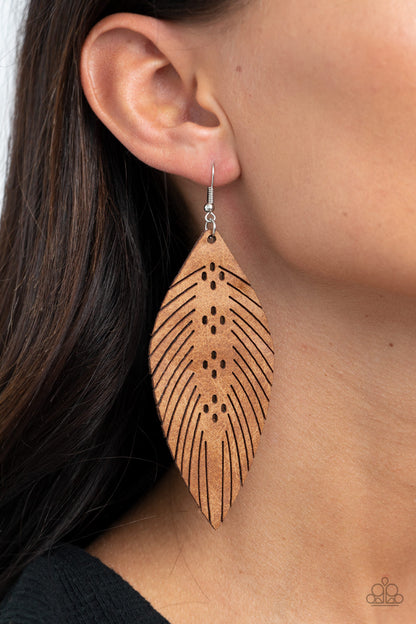 Paparazzi Accessories-Wherever The Wind Takes Me Brown Earrings