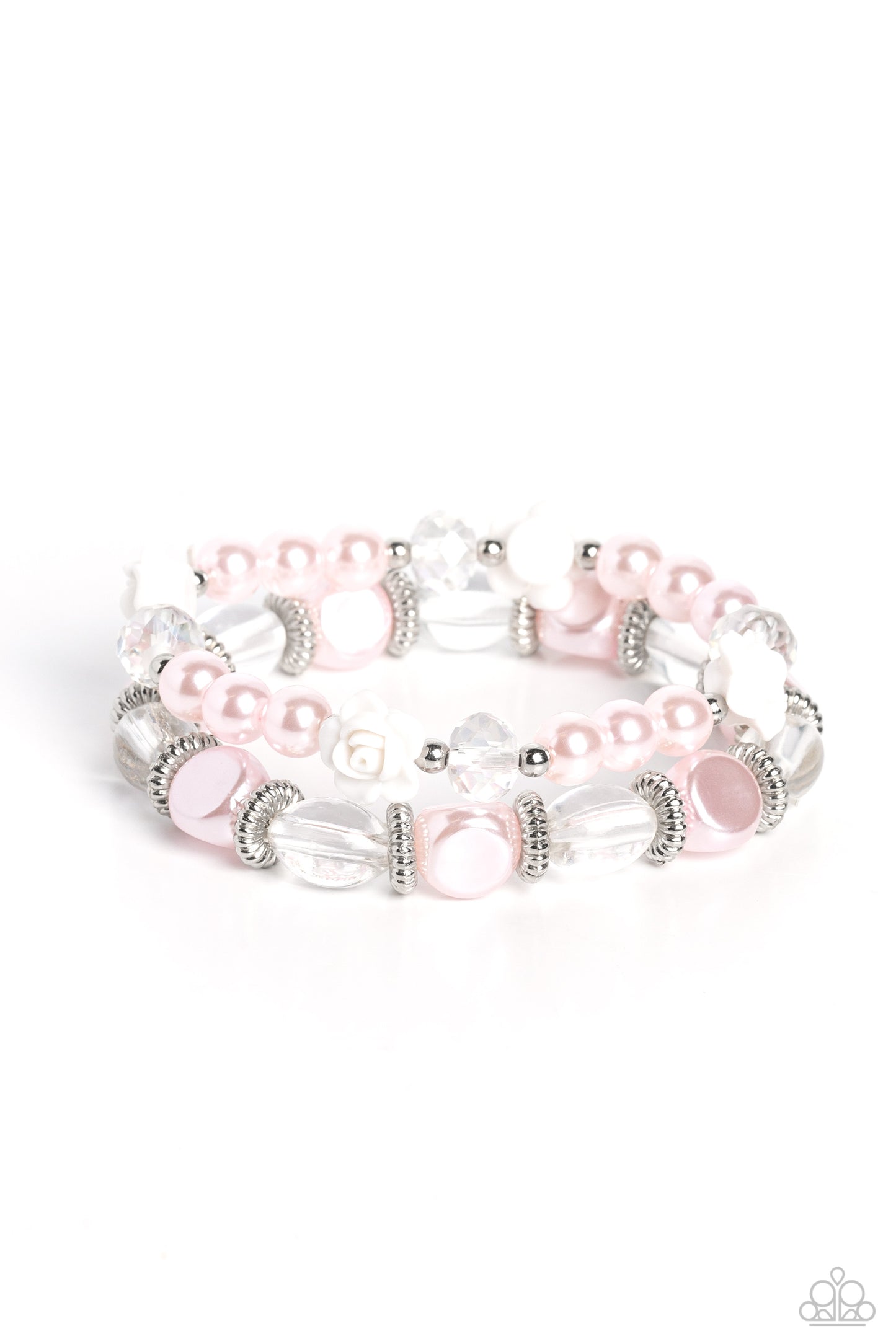 Paparazzi Accessories-Who ROSE There Pink Pearl White Rose Bracelet