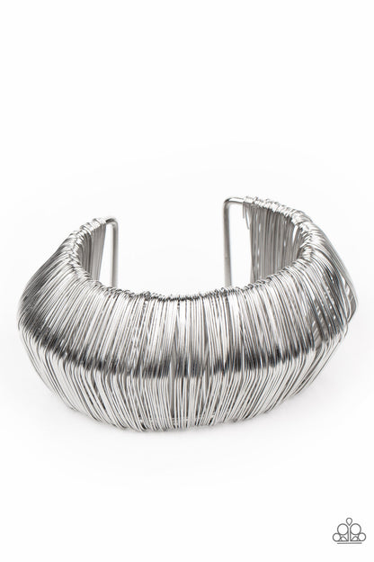 Paparazzi Accessories-Wild About Wire Silver Oversized Cuff Bracelet