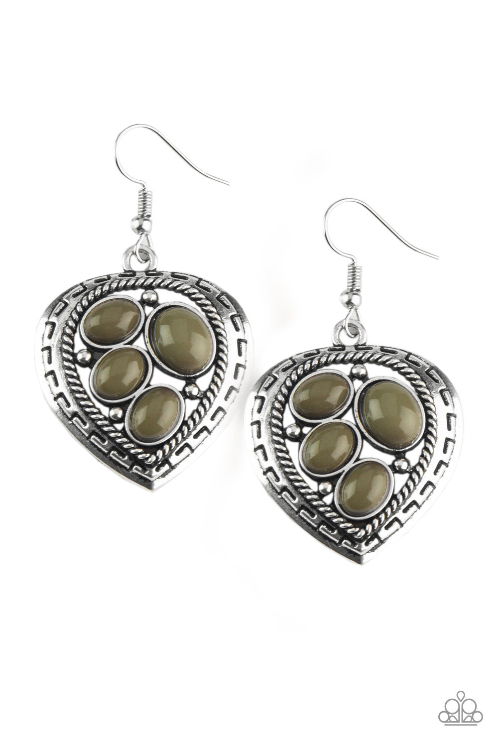 Paparazzi Accessories-Wild Heart Wonder Green Earrings