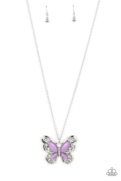 Paparazzi Accessories-Wings Of Whimsy Purple Butterfly Necklace Set