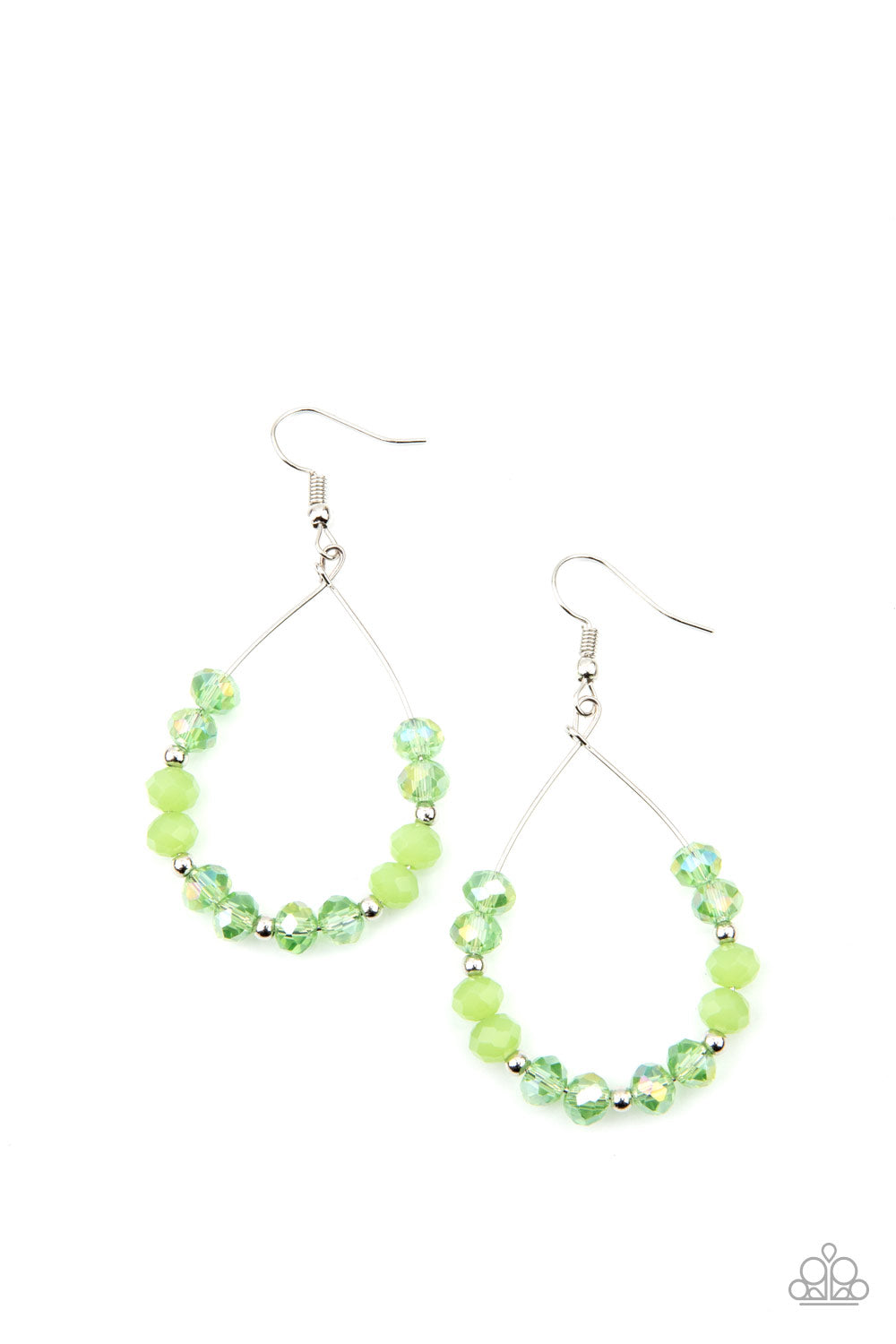 Paparazzi Accessories-Wink Wink Glassy Green Earrings