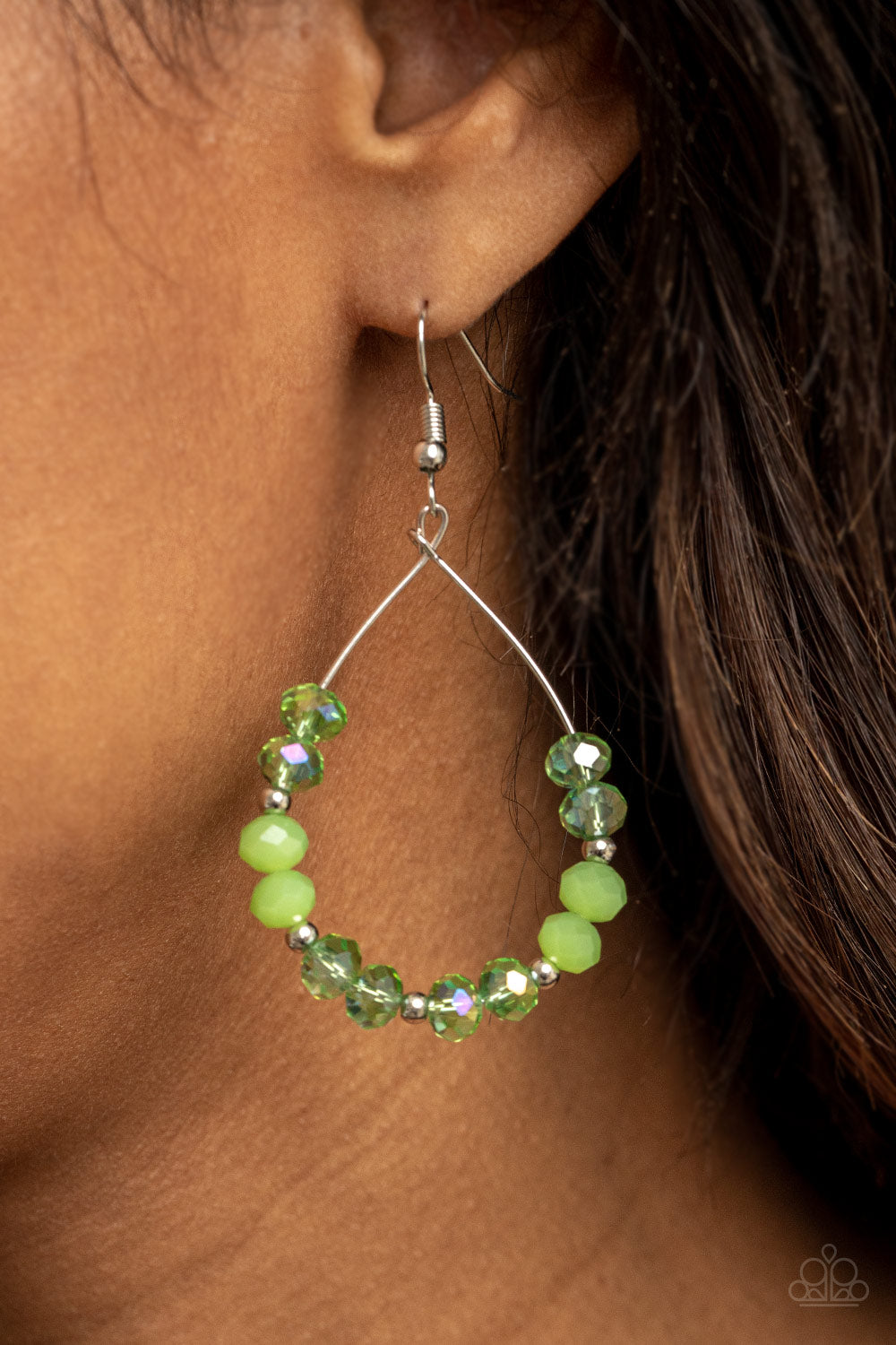 Paparazzi Accessories-Wink Wink Glassy Green Earrings