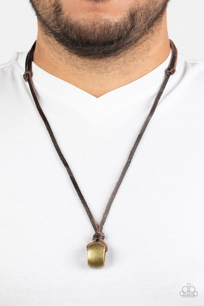 Paparazzi Accessories-Winslow Wrangler Chunky Brass Bead Men's Pendant Necklace