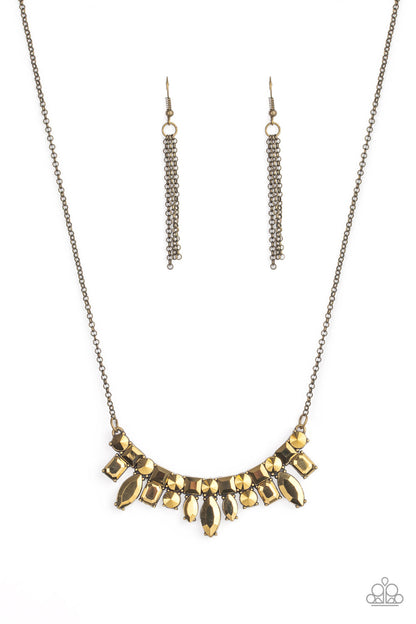 Paparazzi Accessories-Wish Upon a Rock Star Brass Necklace Set