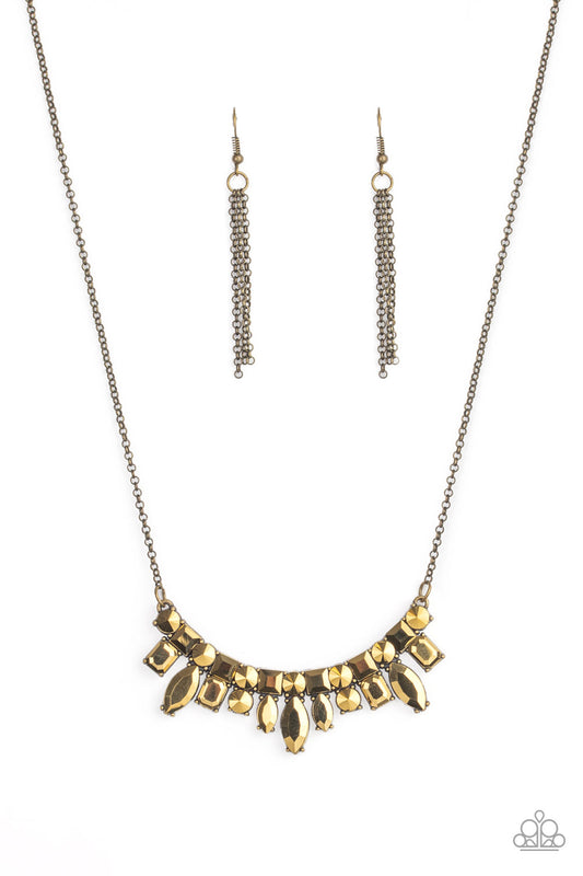 Paparazzi Accessories-Wish Upon a Rock Star Brass Necklace Set