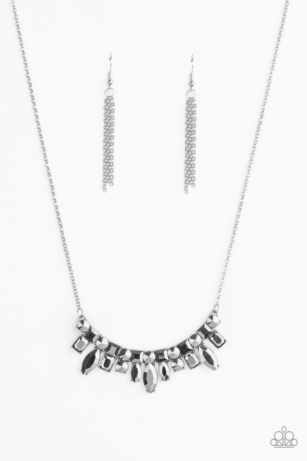 Paparazzi Accessories-Wish Upon A Rock Star Silver Necklace Set