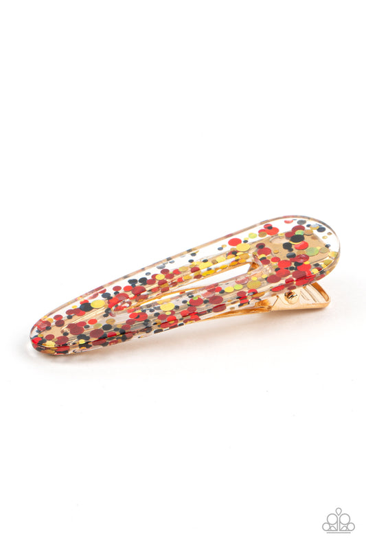 Paparazzi Accessories-Wish Upon A Sequin Red Glittery Sequin Hair Clip