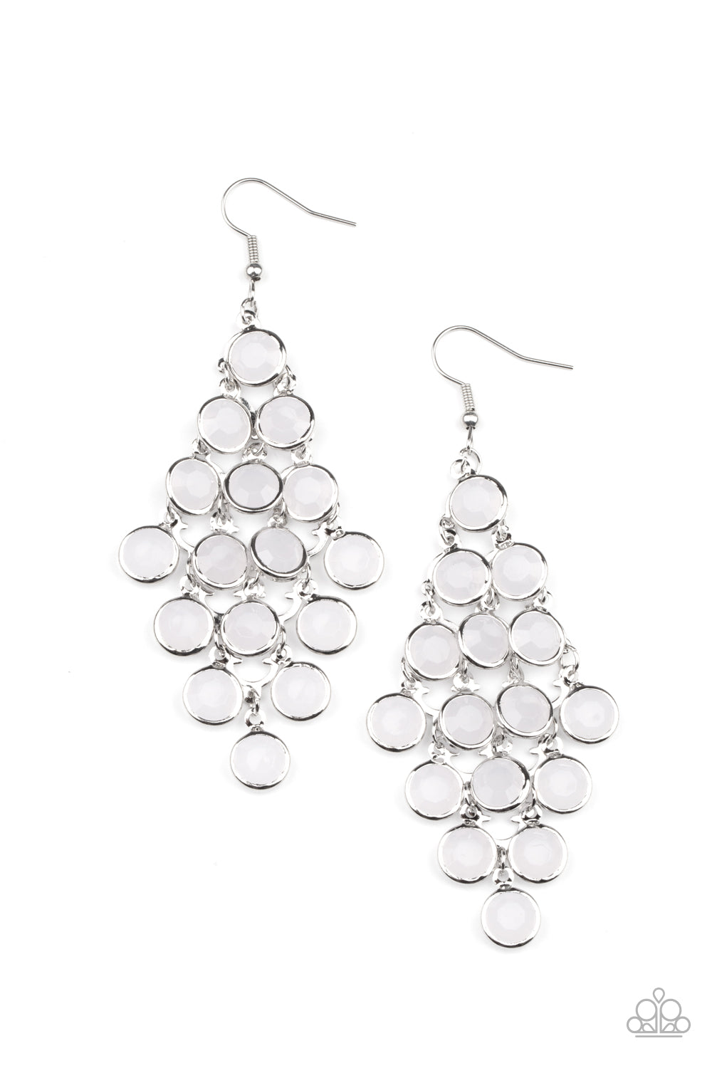 Paparazzi Accessories-With All DEW Respect White Rhinestone Earrings