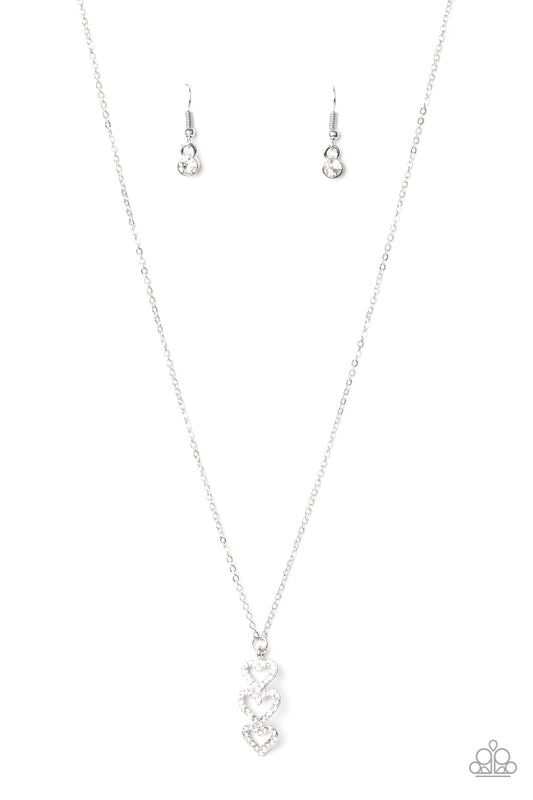 Paparazzi Accessories-With All Your Hearts White Trio Necklace Set