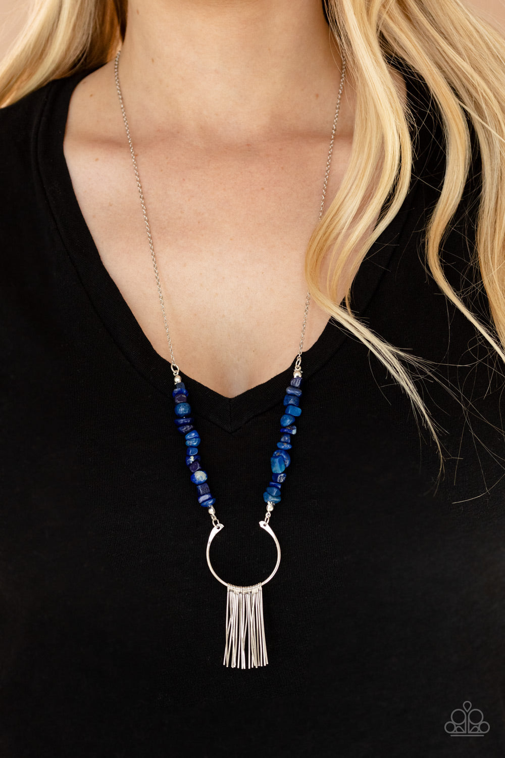 Paparazzi Accessories-With Your ART and Soul Blue Lapis Pebble Necklace Set