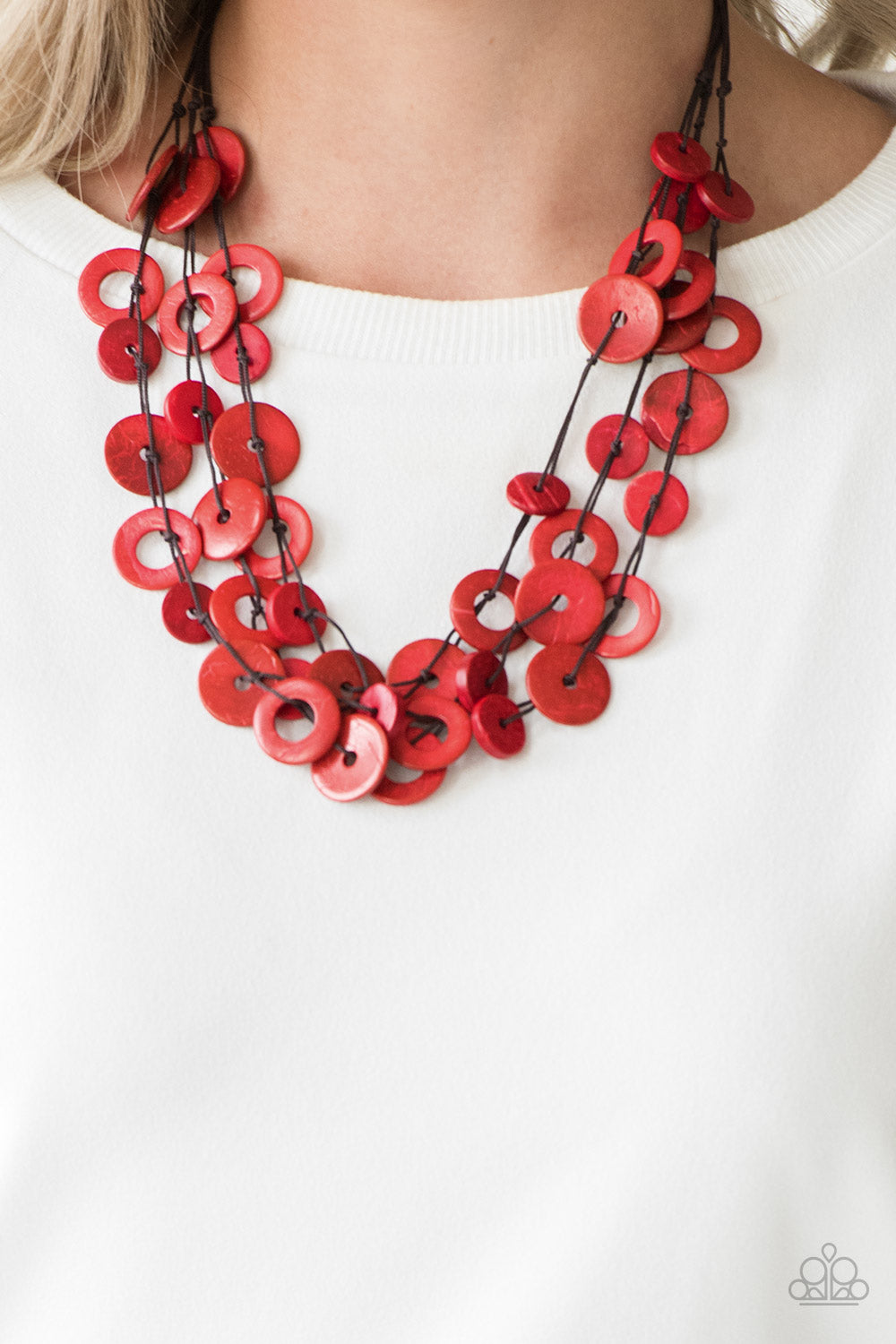 Paparazzi Accessories-Wonderfully Walla Walla Red Wood Necklace Set